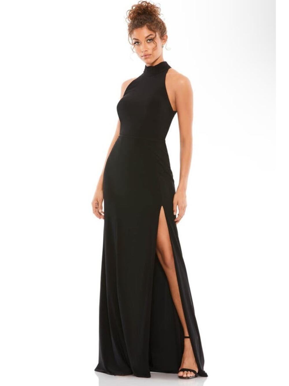 Mac Duggal Size 14 NWT Black Evening Gown with High Slit Style Style 261271